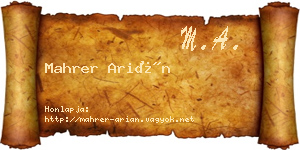 Mahrer Arián névjegykártya